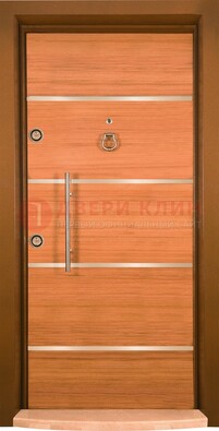 Коричневая входная дверь c МДФ панелью ЧД-11 в частный дом