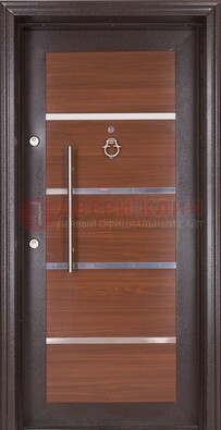 Коричневая входная дверь c МДФ панелью ЧД-27 в частный дом