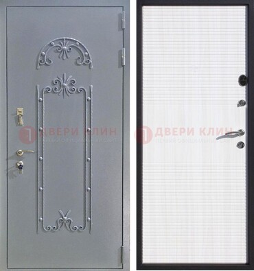 Серая входная дверь с порошковым покрытием ДП-67 в Воронеже