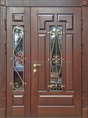 Стальная распашная дверь Винорит стекло и ковка ДСК-274